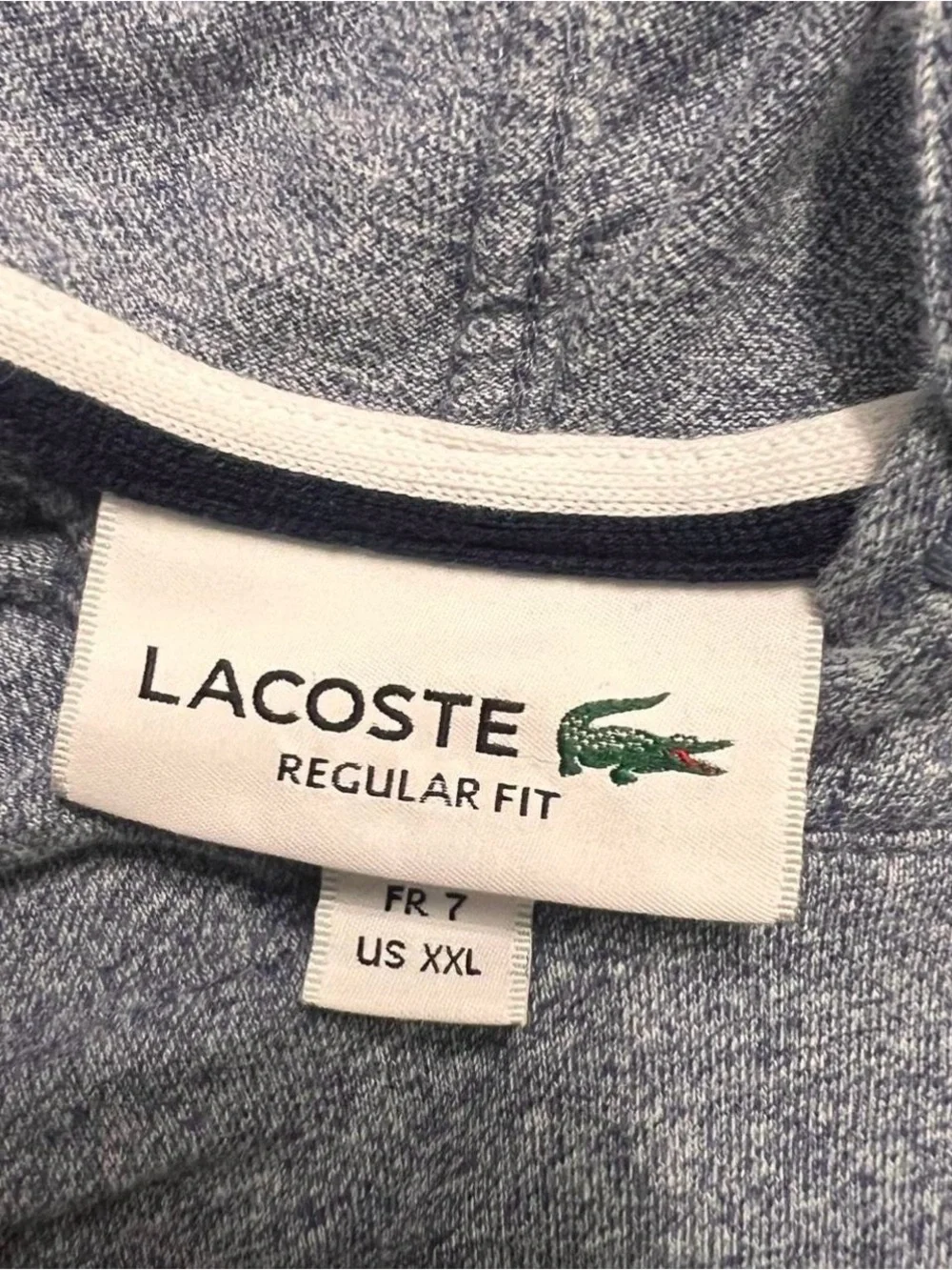 Lacoste Heather Gray Regular Fit Hoodie embroider logo Size XXL - Picture 3 of 7